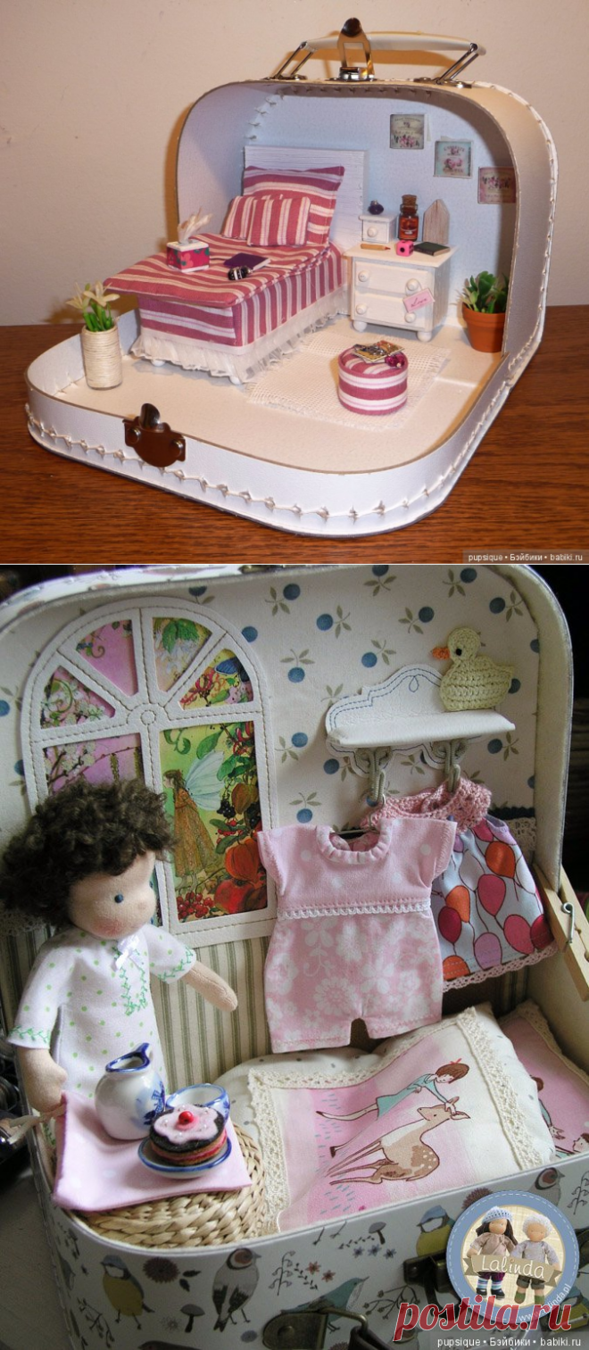 Небольшая подборка домиков в шкатулках и чемоданчиках / Кукольный домик своими руками, как сделать / Бэйбики. Куклы фото. Одежда для кукол