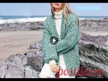 Эффектный ажурный жакет волнистым узором из пряжи с люрексом

шапки с норвежским узором спицами схемы