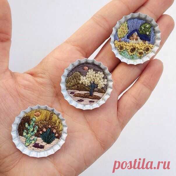 Вышивка в крышечках