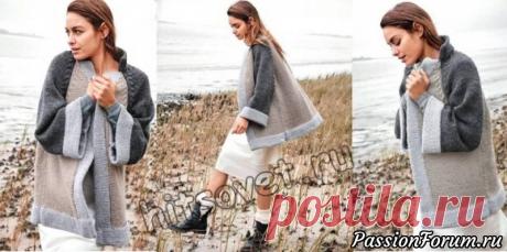 Кардиган трехцветный - запись пользователя Лисик (Светлана) в сообществе Вязание спицами в категории Вязание для женщин спицами. Схемы вязания спицами Вам потребуется: 350 (400, 450) грамм серой (цвет 12), 300 (350, 400)   грамм серо-коричневой (цвет 6) и 300 (350, 400) грамм антрацитовой (цвет   13) пряжи Lana Grossa BINGO ALPACA, состоящей из 70% овечьей шерсти,   30% шерсти альпака, длиной нити