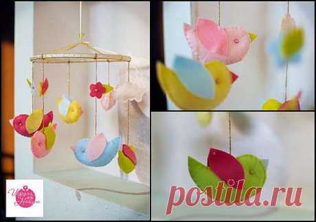 Мобиль в детскую кроватку &amp;#8216;Птички&amp;#8217; - делаем своими руками
