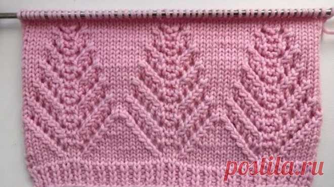 Красивый узор спицами для свитера или кардигана.  Beautiful Knitting Stitch Pattern For Cardigan.