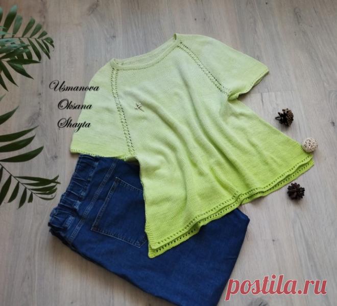 ​"Я слышал вальс листвы и ветра..." - летний джемперок с короткими рукавами.