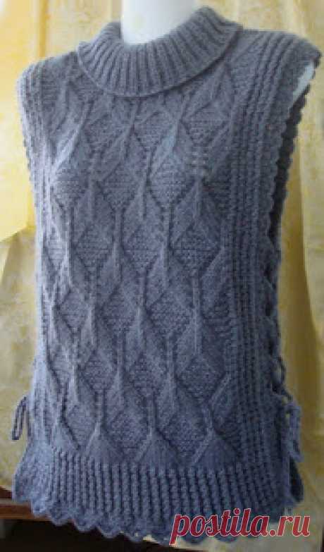 Вязание крючком и спицами/Crochet and knitting: Вяжем крючком и спицами - пончо-жилет