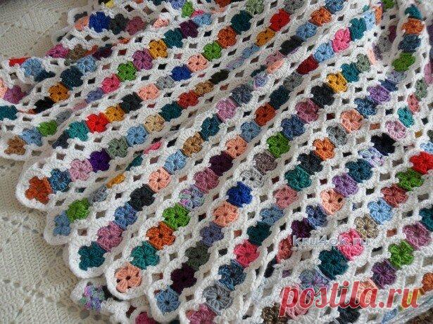 Ажурный плед связанный крючком Калейдоскоп. Плед — покрывало крючком Мозаика. Вязаный крючком плед. Работа Надежды Лавровой. | Мой вариант | Яндекс Дзен