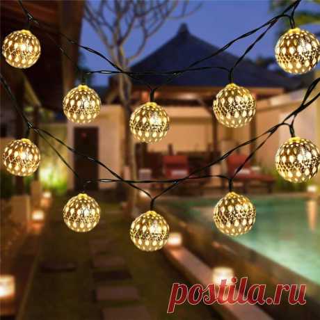 5m/6.5m/7m led solar garden string light outdoor moroccan hanging lantern fairy lamp Sale - Banggood.com