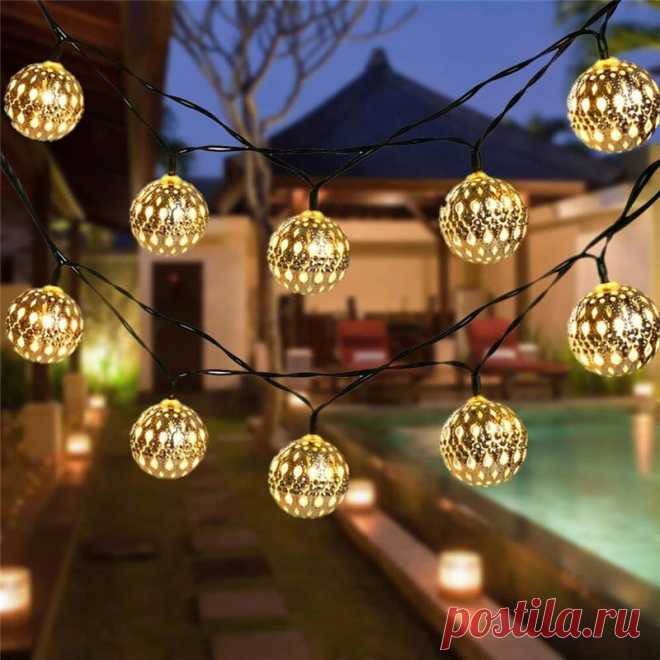 5m/6.5m/7m led solar garden string light outdoor moroccan hanging lantern fairy lamp Sale - Banggood.com