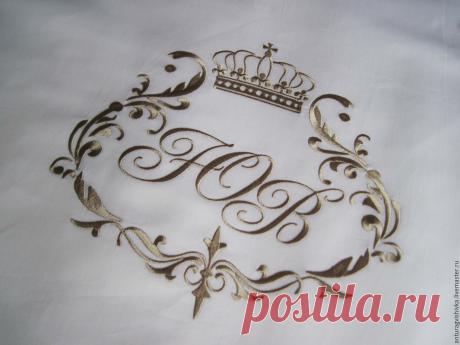 Купить Постельное белье с вышивкой 1813 Свадебный вензель - постельное белье, постельные принадлежности