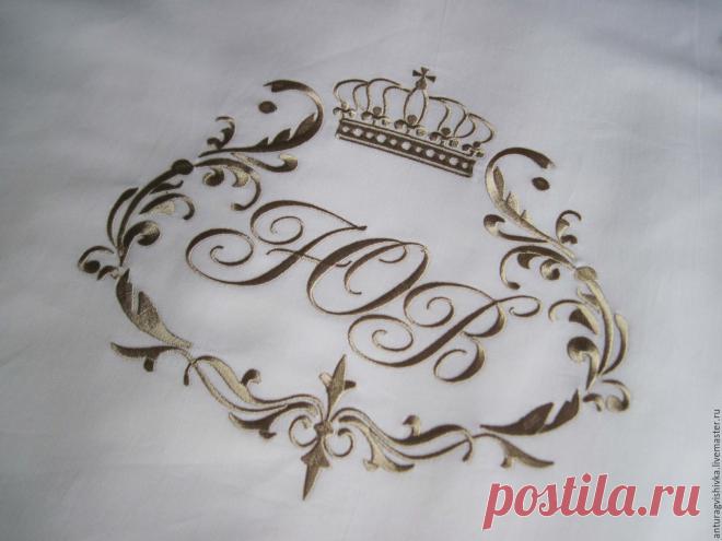 Купить Постельное белье с вышивкой 1813 Свадебный вензель - постельное белье, постельные принадлежности