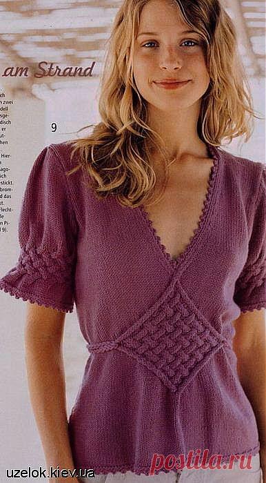 Пуловер с плетенкой. Вязание спицами | Умелые ручки