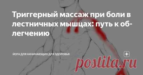 Триггерный массаж при боли в лестничных мышцах: путь к облегчению Статья автора «Йога для начинающих для здоровья» в Дзене ✍:  Триггерный массаж – действенный метод уменьшения боли в руке, часто являющейся следствием дисфункции лестничных мышц.