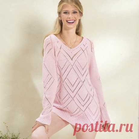 Пуловер с ажурным узором из ромбов

#пуловер@knittinglove

Чёткая геометрия крупных ажурных ромбов придает удлиненному пуловеру с рукавами реглан особую выразительность.

Журнал «Сабрина» № 2/2016

РАЗМЕРЫ

38/40 

ВАМ ПОТРЕБУЕТСЯ

Пряжа (55% хлопка, 45% полиакрила; 140 м/50 г) — 450 г розовой; спицы №3,5 и 4,5; круговые спицы №3,5. 

УЗОРЫ И СХЕМЫ

РЕЗИНКА

Попеременно 1 изнаночная, 1 лицевая, распределение см. в инструкции; в изнаночных рядах петли провязывать по рисунку...