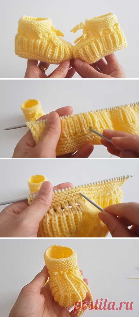How To Easily Knit Baby Booties - CrochetBeja
