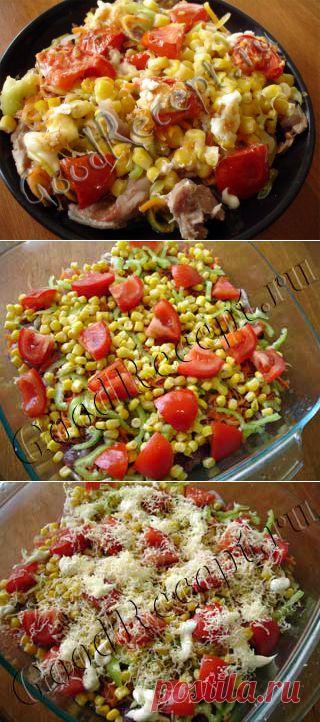 Мясо, запеченное с овощами