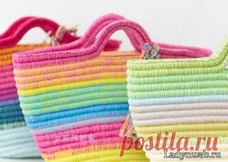 Радужная сумка крючком из веревки: схема | Ladynweb.ru