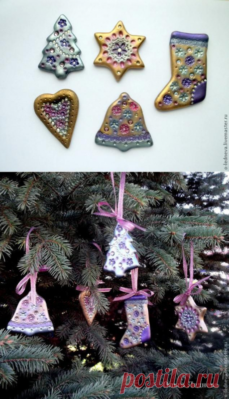 Елочные украшения из полимерной глины. - Ярмарка Мастеров - ручная работа, handmade