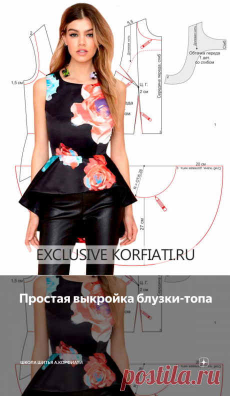 Простая выкройка блузки-топа | Школа Шитья А.Корфиати | Яндекс Дзен