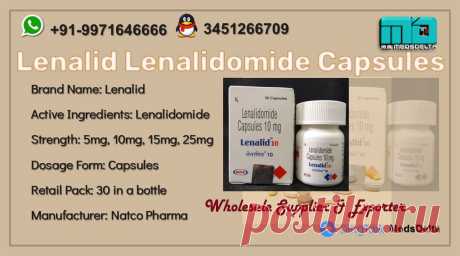 Lenalid fabricated by Natco contains Lenalidomide in it. Purchase now Lenalidomide Capsules online from MedsDelta prominent exporter and provider of malignant growth medication on the web. Telephone : +91-9971646666 and QQ: 3451266709 for request Lenalidomide Lenalid Natco at discount cost. Noticeable wholesalers of Lenalidomide Capsules at discount costs fabricated by Indian and worldwide pharma organizations. Request Lenalid Lenalidomide Natco now and get conveyed to nations