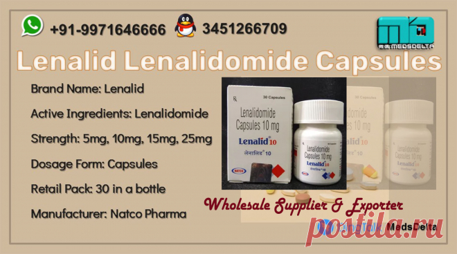 Lenalid fabricated by Natco contains Lenalidomide in it. Purchase now Lenalidomide Capsules online from MedsDelta prominent exporter and provider of malignant growth medication on the web. Telephone : +91-9971646666 and QQ: 3451266709 for request Lenalidomide Lenalid Natco at discount cost. Noticeable wholesalers of Lenalidomide Capsules at discount costs fabricated by Indian and worldwide pharma organizations. Request Lenalid Lenalidomide Natco now and get conveyed to nations