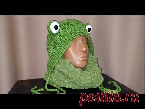 ВЯЗАНАЯ ШАПКА-ЛЯГУШКА | как связать трендовую шапку подробный мастер класс.шапка лягушка из тик тока