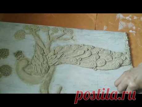 3D Clay painting /wall decor / 3D clay peacock/mural clay art-  Part 1 - YouTube