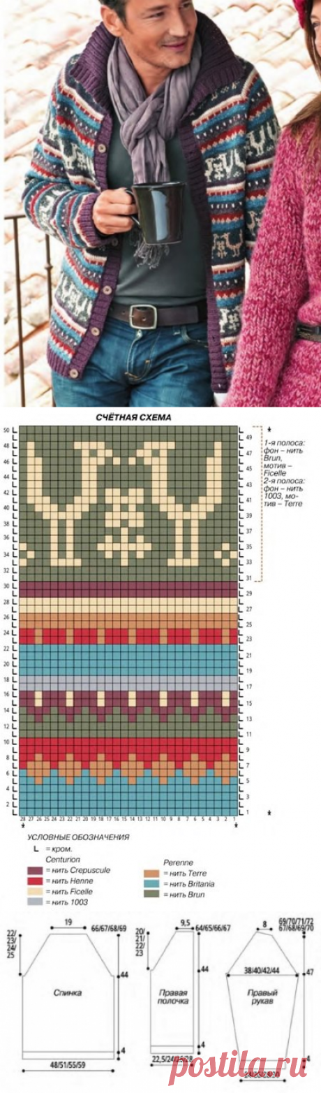 Жаккардовый жакет спицами