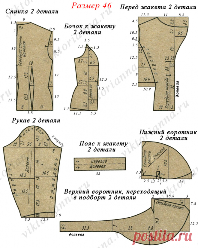 Жакет с широким отложным воротником в стиле 60-х годов (выкройка-схема) - «Ретро стиль, мода и шитье»