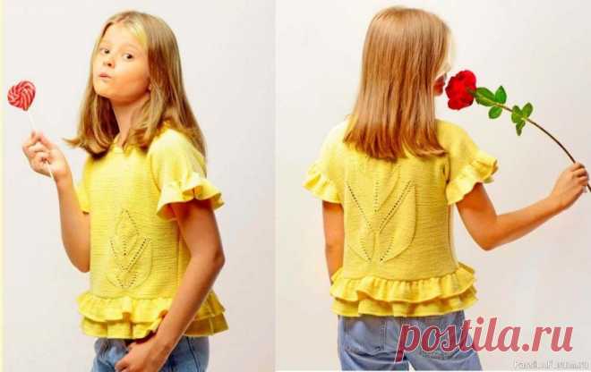 Блуза для девочки. Описание | Вязание спицами для детей БЛУЗА спицами