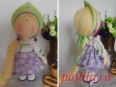 Textile doll Handmade doll Fabric doll Violet by AnnKirillartPlace