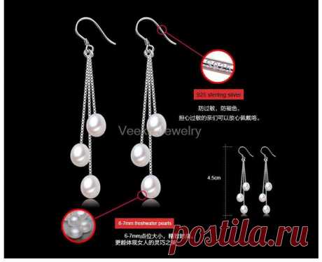 Aliexpress.com: Купить Veeka ювелирные изделия стерлингового серебра 925 мотаться серьги природные серьги перлы пресной воды искусственный пресной воды жемчуг для женщин подарок бисер сережки бижутерия из Надежный перл жасмина поставщиков на Veeka Jewelry