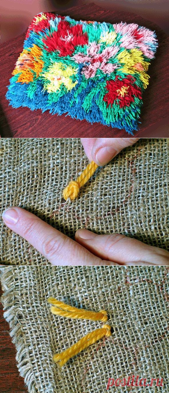 Подушка в ковровой технике