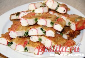 Закусочные корейские коврики с крабовыми палочками | Харч.ру - рецепты для любителей вкусно поесть