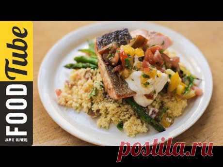 Pan-Fried Salmon with Tomato Couscous | Jamie Oliver - YouTube