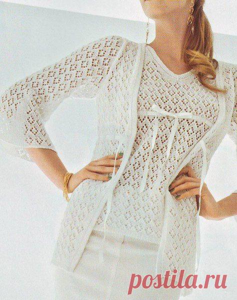 Комплект: топ и кардиган спицами, Летний кардиган крючком | Домоводство для всей семьи