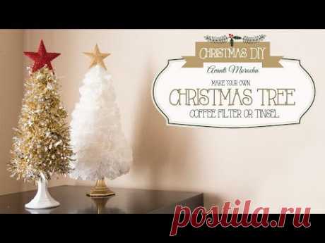 DIY Christmas Tree ( Coffee Filter - Tinsel) Arbol Navideño - YouTube