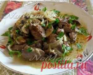 Куриная печень с грибами в сметане в микроволновке, рецепт