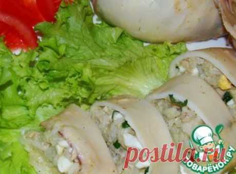 Кальмары, фаршированные печенью трески, на пару - кулинарный рецепт