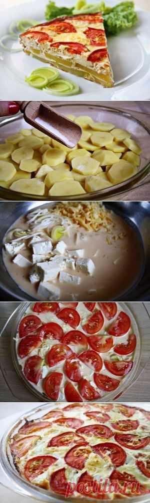 Картофельная тортилья с сыром и помидорами
