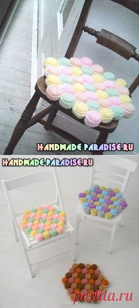 Сидушки крючком из цветов витыми столбиками - Handmade-Paradise