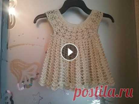 Кружевное платье крючком / Knitting dress for girls Шаг за шагом связано красивое платье для принцессы, примерно на 1-2 года. Пряжа - вискоза 200грамм - 600 метров, крючок №2 Ссылка на музыку:...