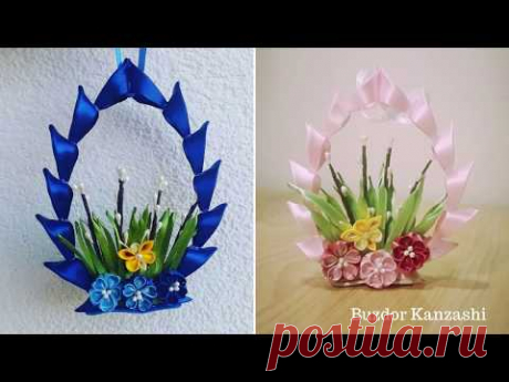 DIY Kanzashi húsvéti dekor -haladó/ Easter decoration - advance/ How to make/ satin ribbon