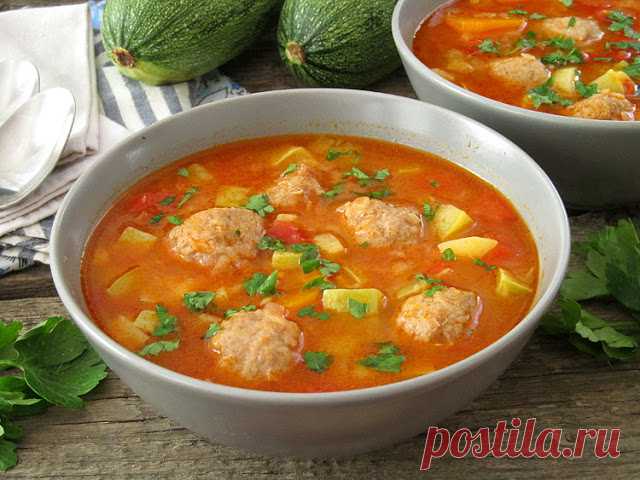 Постигая искусство кулинарии... : Густой суп с кабачками и фрикадельками