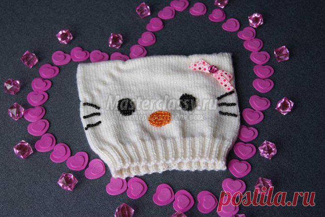 Вязание детской шапочки Hello Kitty. Мастер-класс с пошаговыми фото