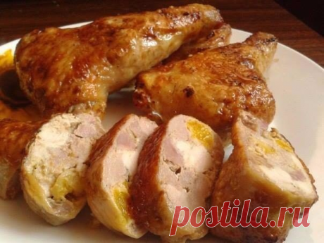 Божественно вкусные фаршированные куриные окорочка