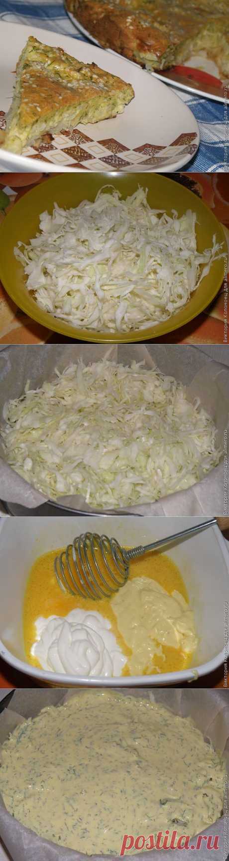 Заливной пирог со свежей капустой / Рецепты с фото