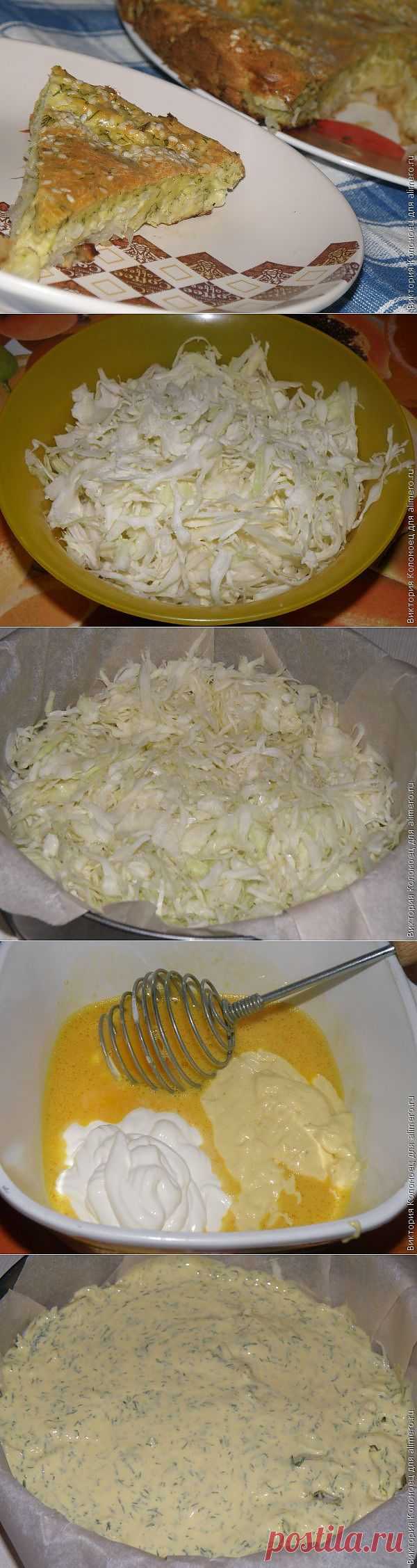 Заливной пирог со свежей капустой / Рецепты с фото