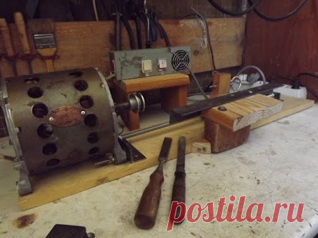 Как сделать простой токарный станок по дереву, homemade simple Wood Lathe!