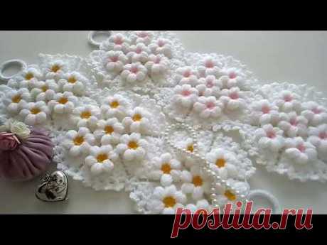 Halkalı papatya uzun lif yapımı "kolay lif modeli"        #lifci_peri​ #crochet​
