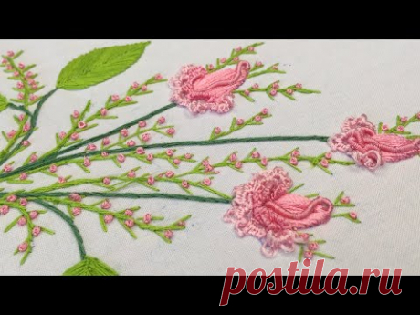 ручная вышивка для начинающих - легкая цветочная ручная вышивка