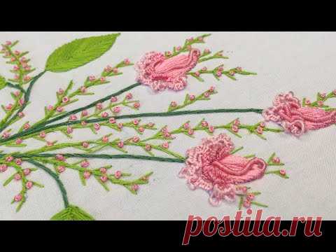 ручная вышивка для начинающих - легкая цветочная ручная вышивка